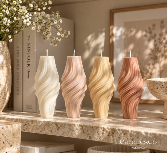 Sculpted Wave Pillar Candle