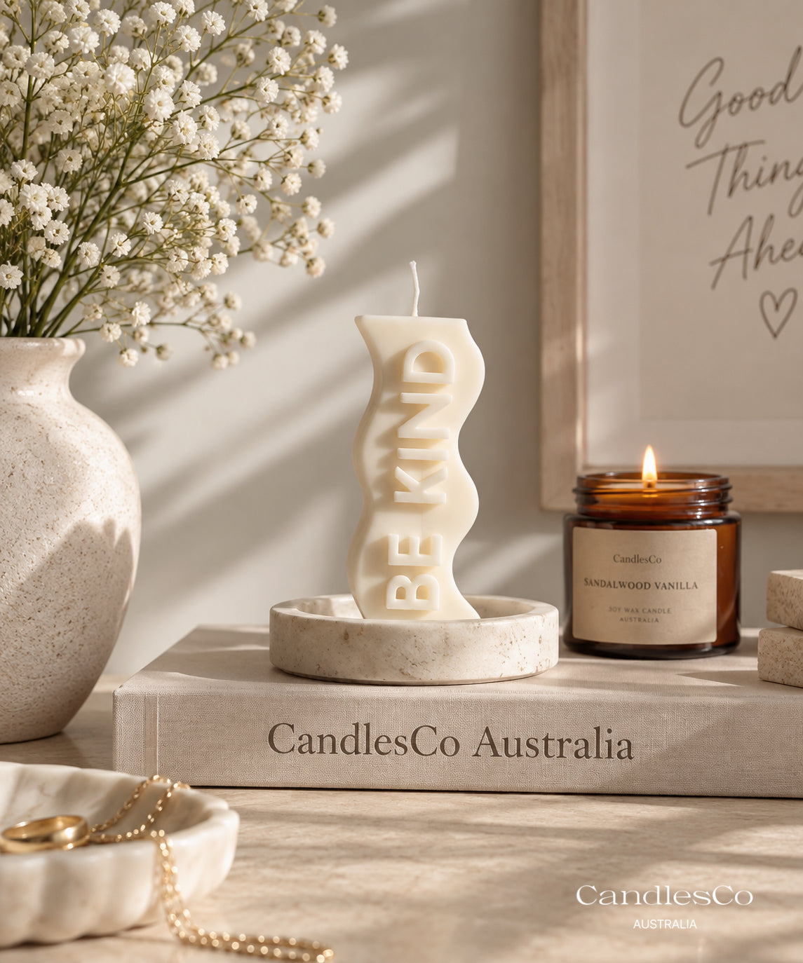Be Kind Sculptural Candle – Handmade Unscented Soy Wax Candle | Inspirational Gift & Modern Home Décor