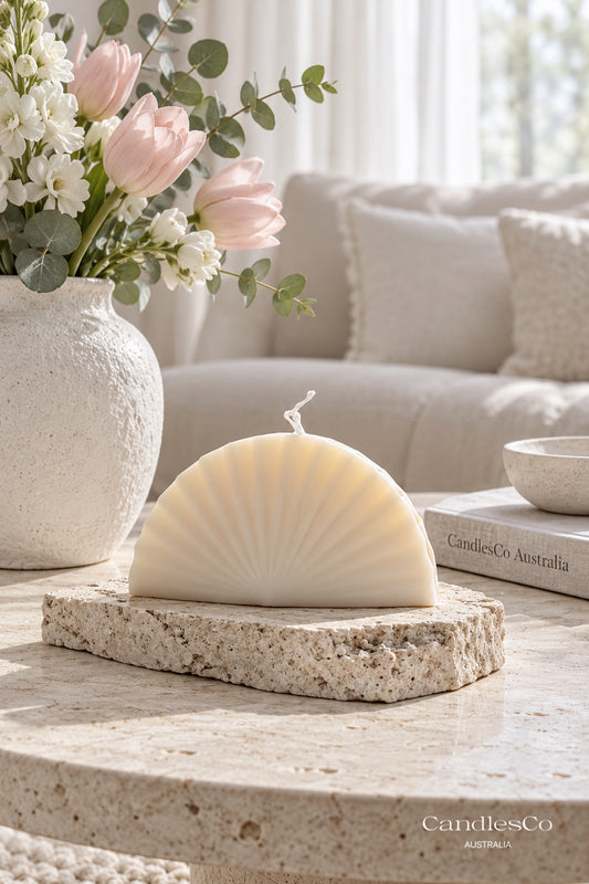 Fan Shell Candle – Handmade Ribbed Seashell Soy Candle | Coastal Home Décor