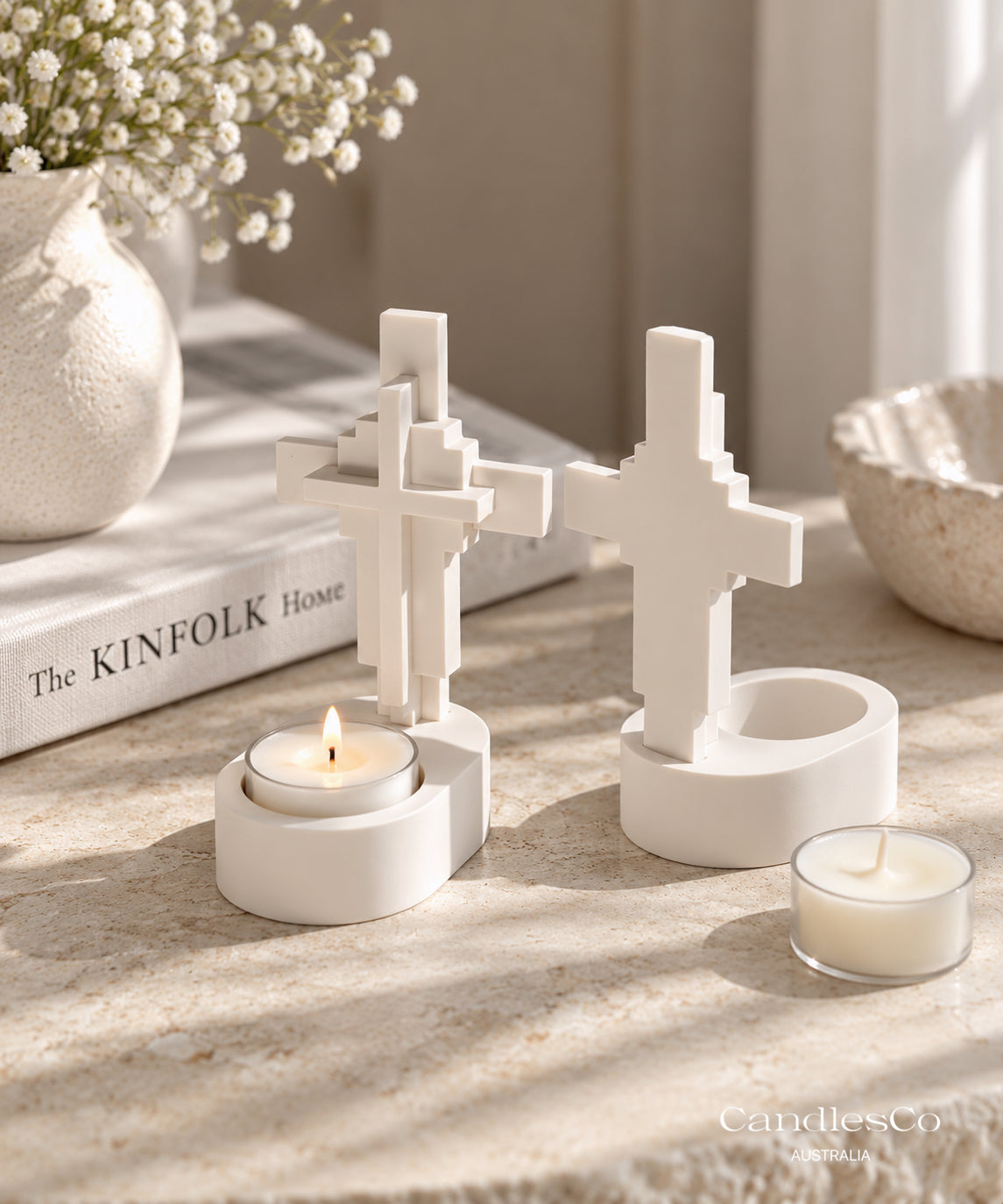Cross Tealight Candle Holder | Christian Religious Candle Holder