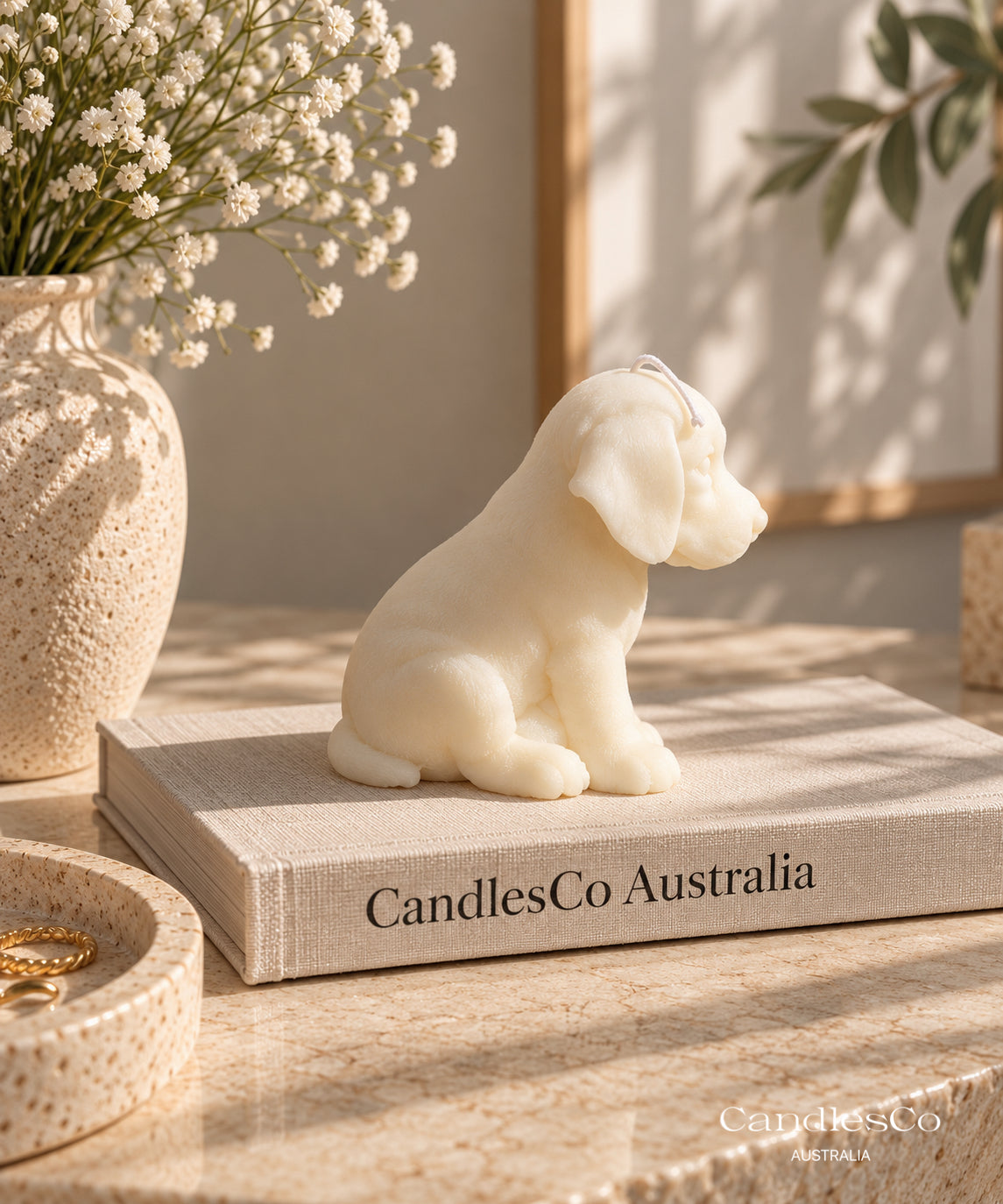 Sitting Labrador Puppy Candle – Handmade Unscented Soy Wax Dog Candle | Cute Puppy & Pet Lover Gift
