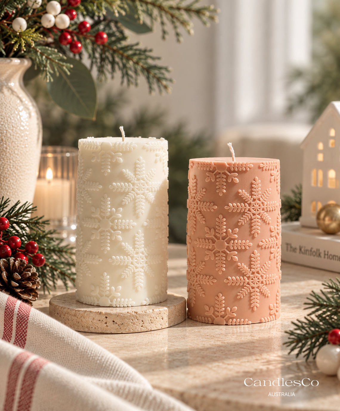 Snowflake Pillar Candle
