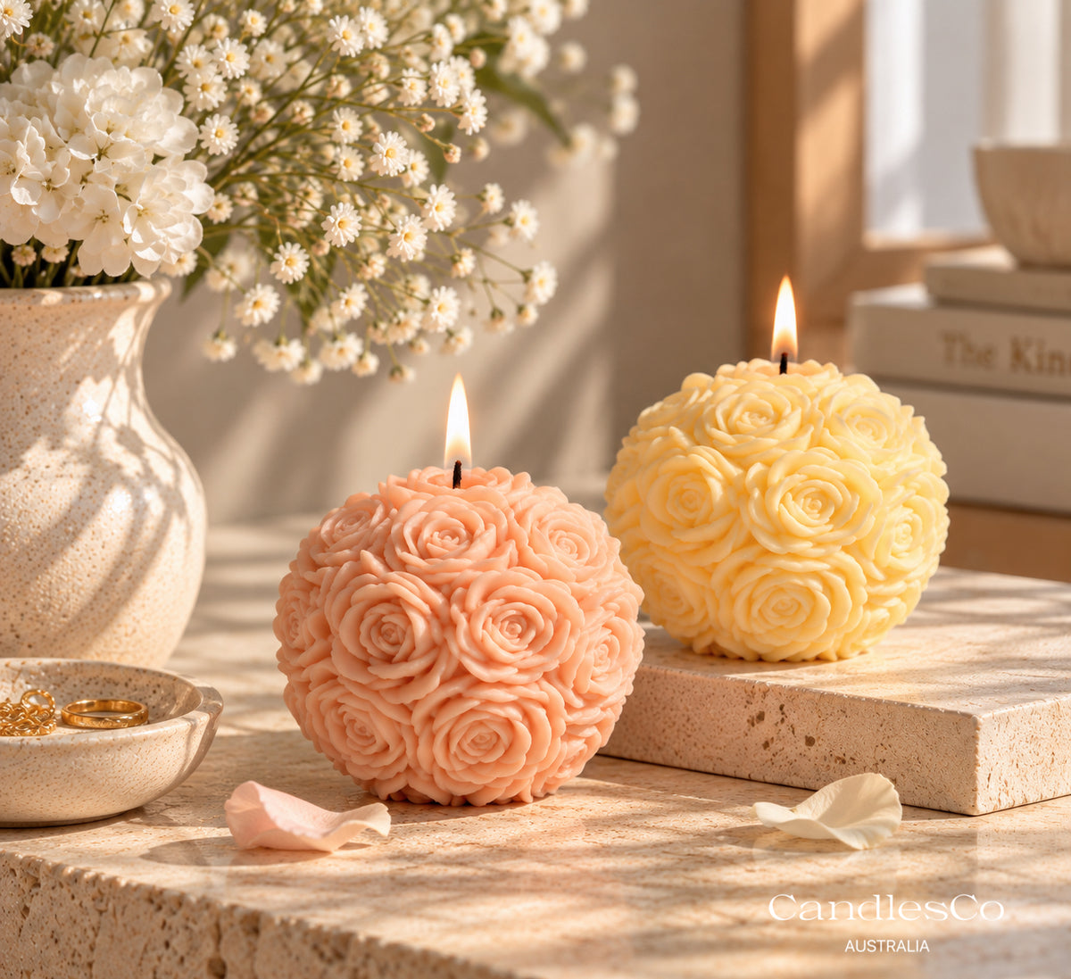 Rose Ball Sculptural Candle