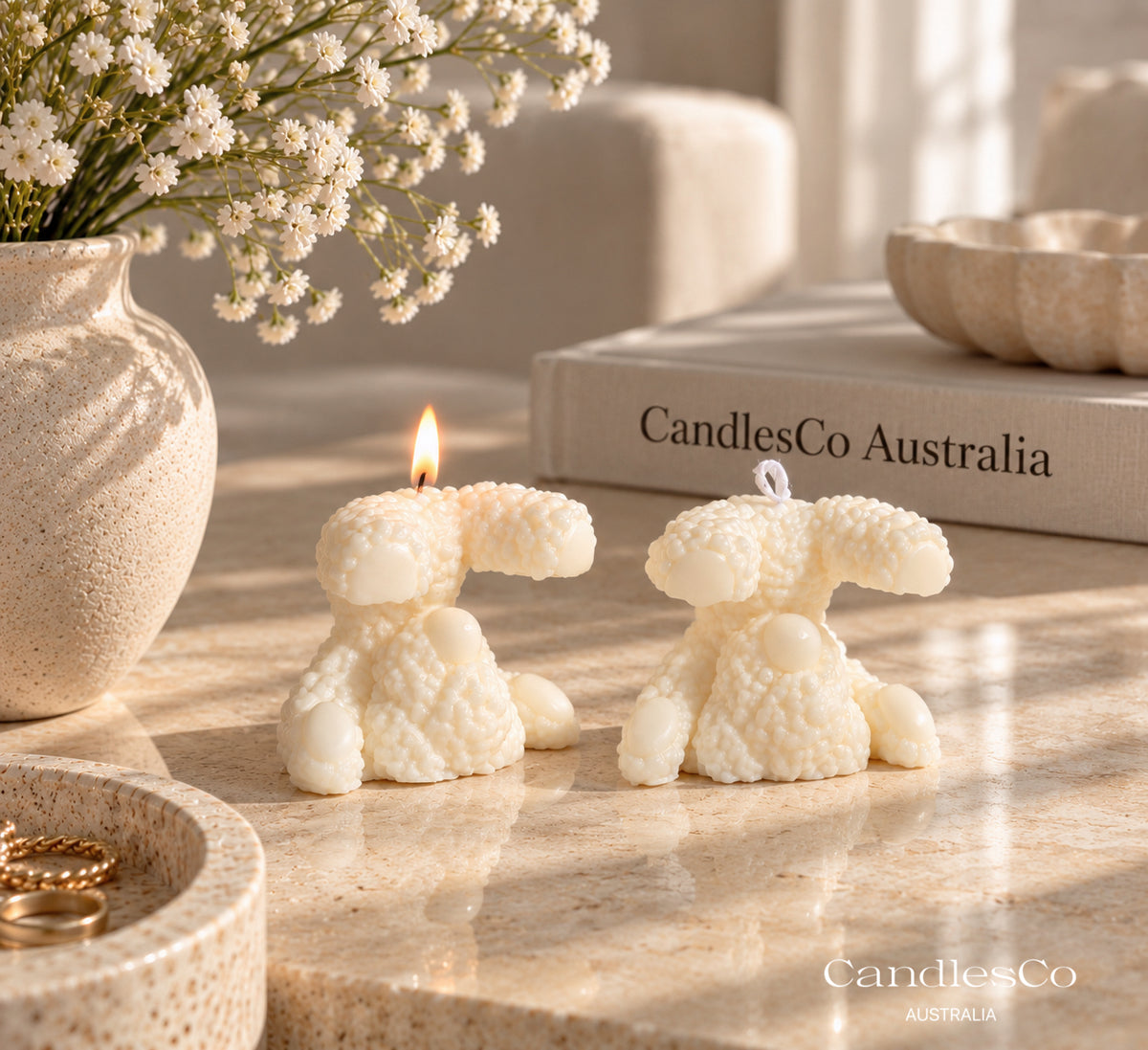 Upside Down Teddy Bear Candle – Handmade Unscented Soy Wax Candle | Cute Bubble Teddy & Baby Shower Gift