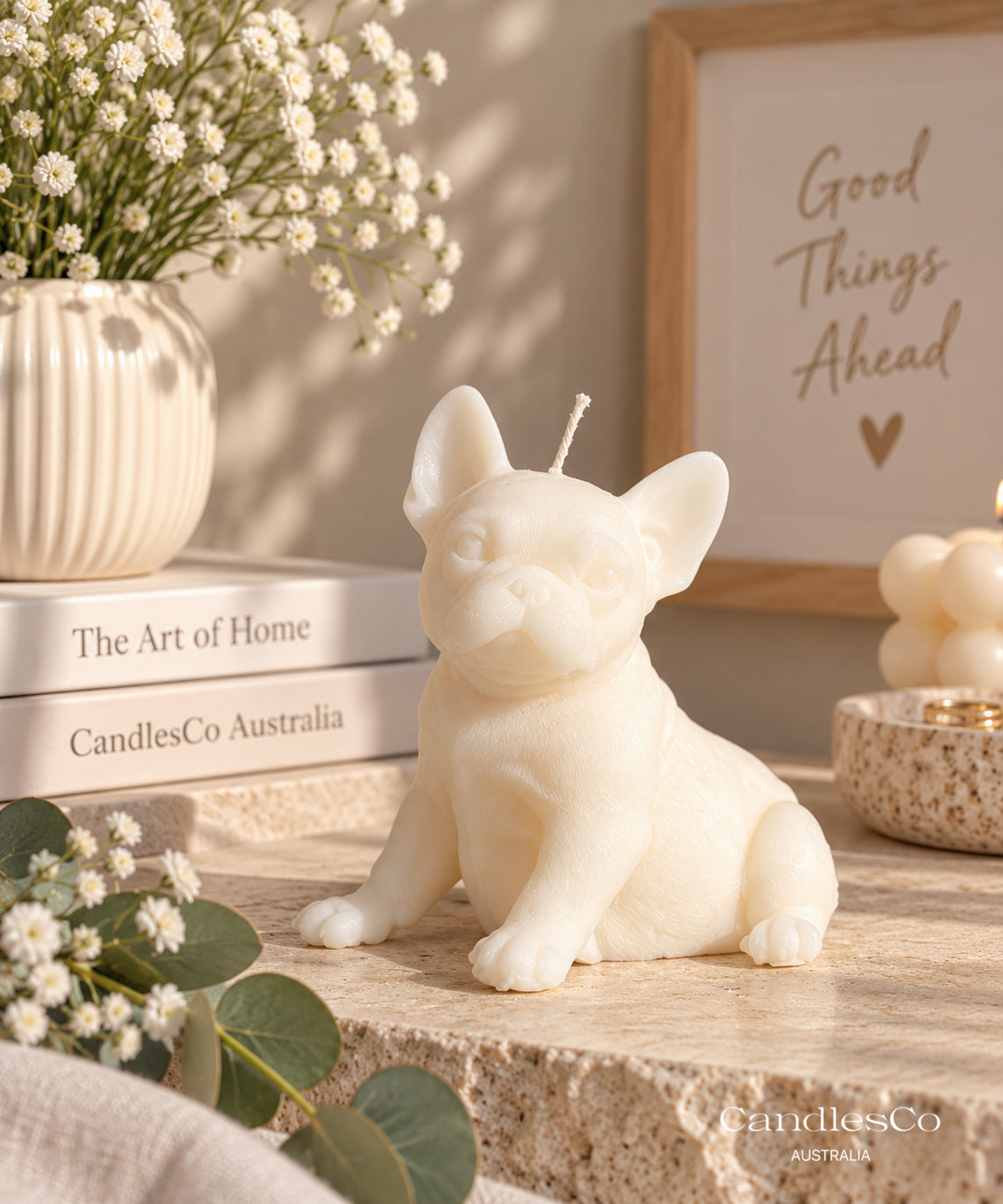 French Bulldog Puppy Candle – Handmade Unscented Soy Wax Dog Candle | Frenchie Lover Gift & Home Décor