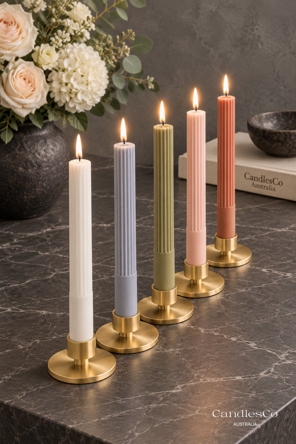 Ribbed Taper Candle – Handmade Fluted Soy Wax Candle | Wedding & Modern Home Décor