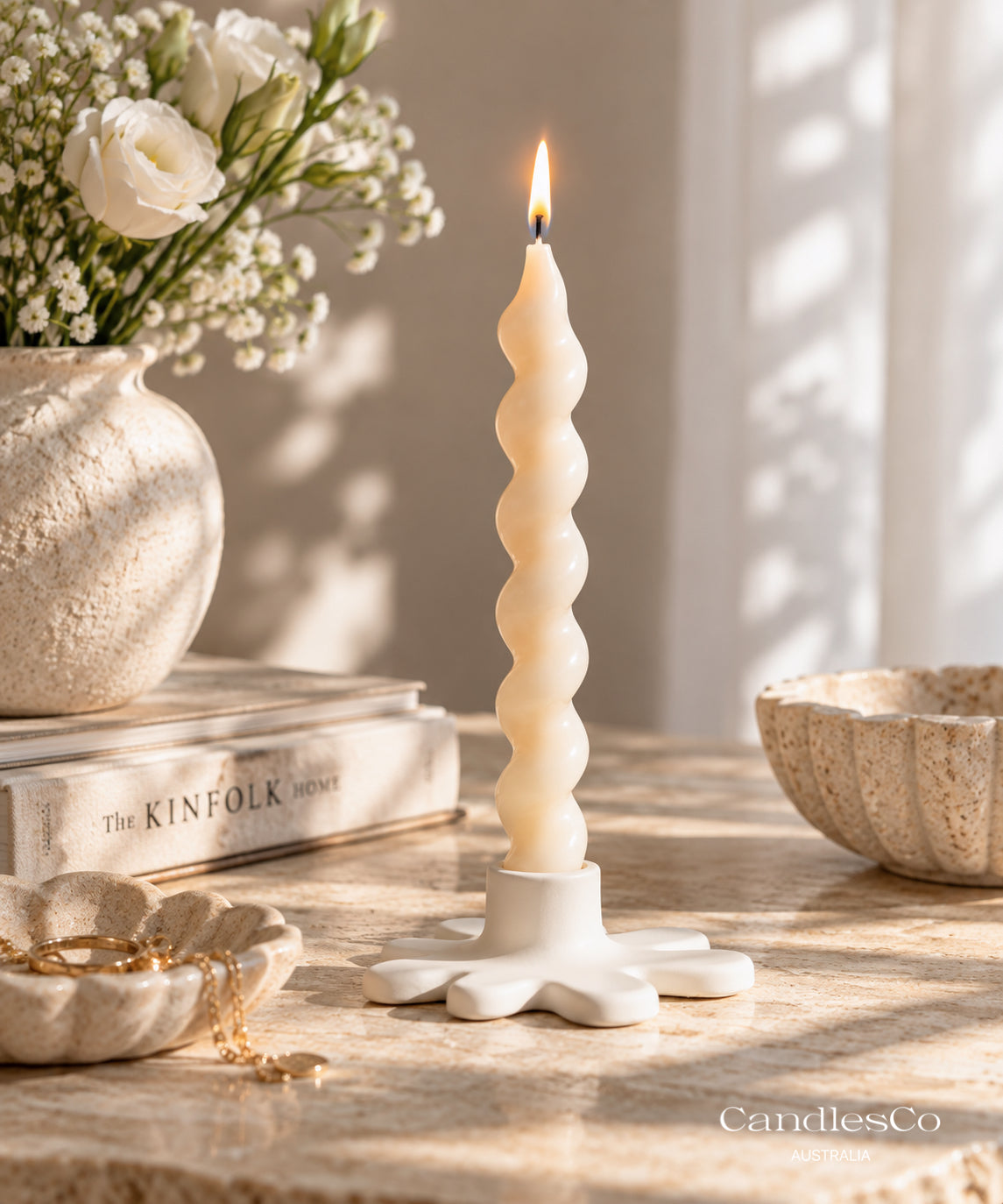 Wavy Flower Candlestick Holder | Handmade Taper Candle Holder