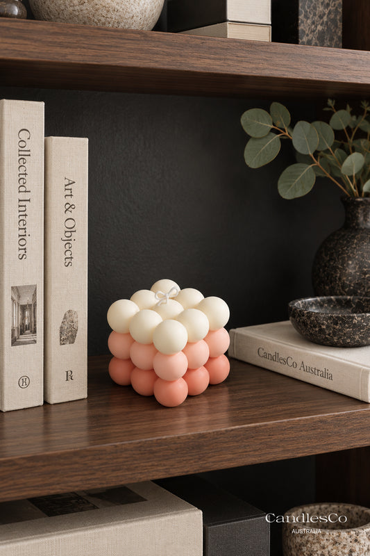 Colour Block Bubble Cube Candle – Handmade Two Tone & Three Tone Soy Candle | Modern Home Décor