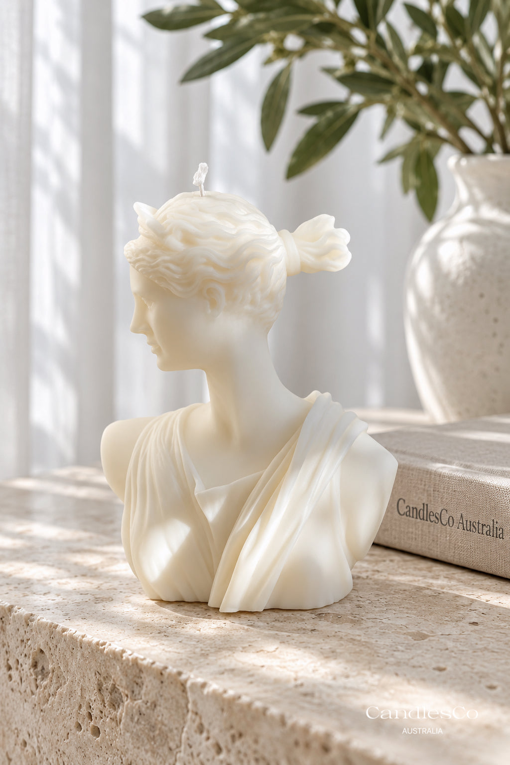 Greek Goddess Bust Candle – Handmade Sculptural Soy Candle