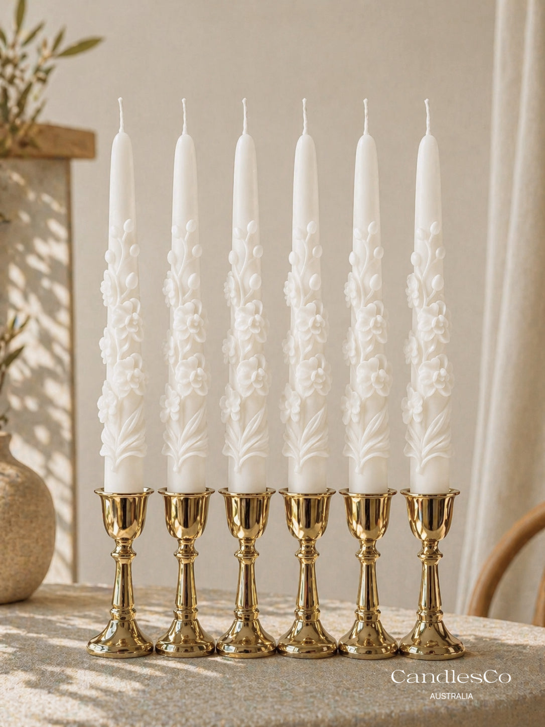 Floral Vine Taper Candle