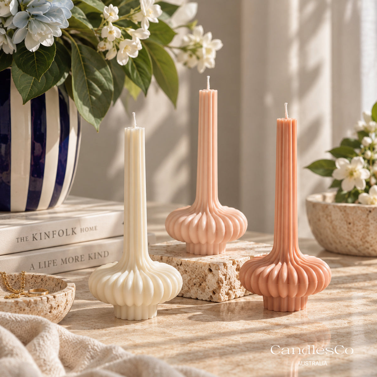 Fluted Bloom Taper Candle
