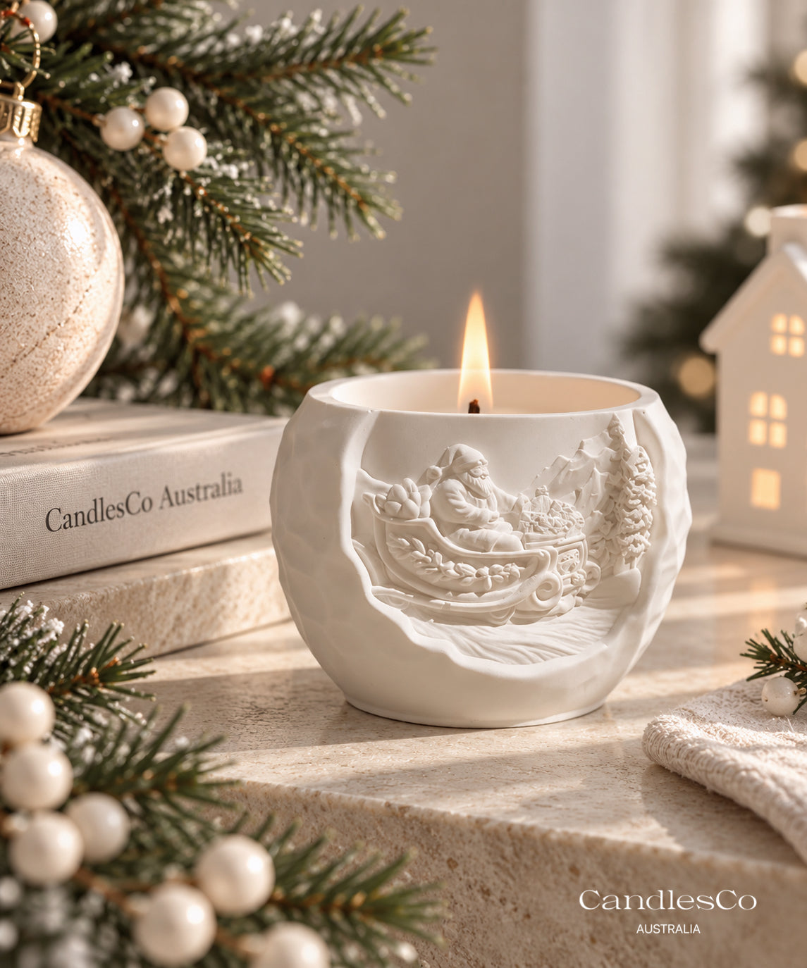 Santa Sleigh Christmas Candle – Handmade Scented Vessel Candle