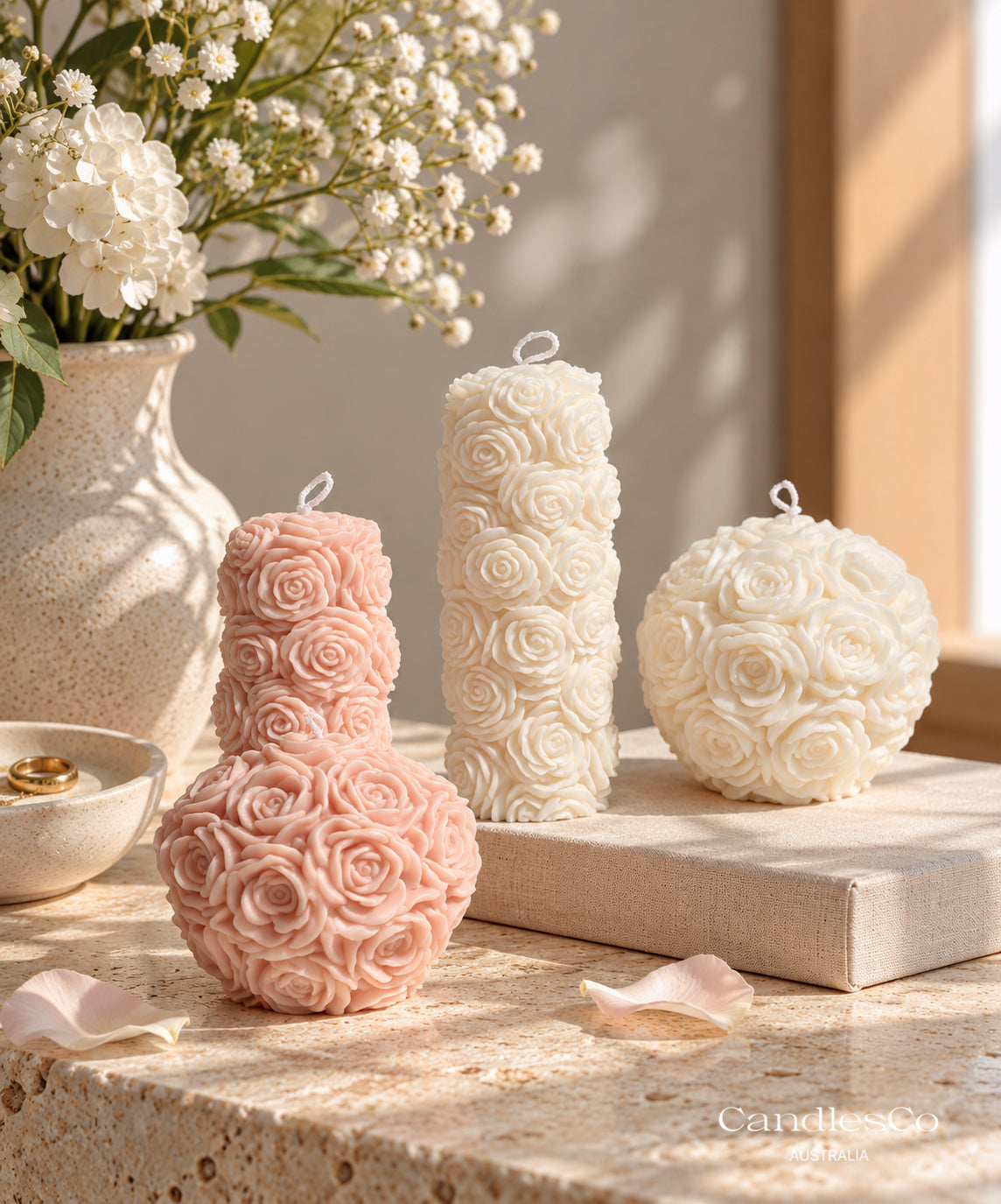 Rose Ball Sculptural Candle