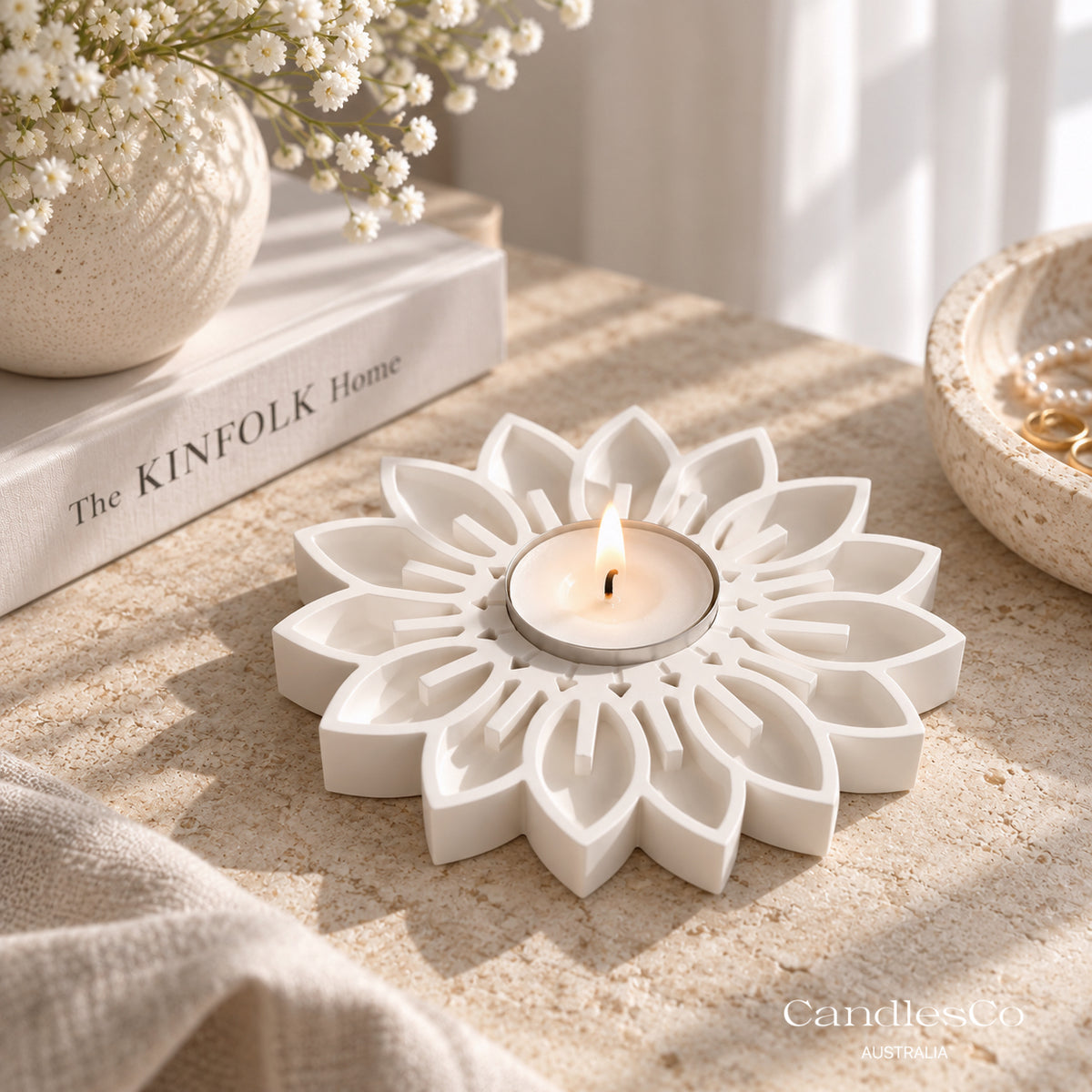Floral Tealight Candle Holder | Handmade Flower Candle Holder