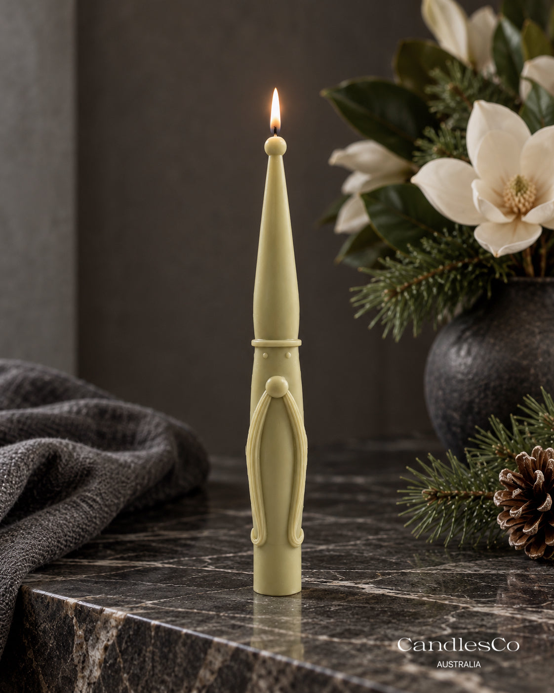 Christmas Gnome Taper Candle – Handmade Unscented Soy Wax Candle