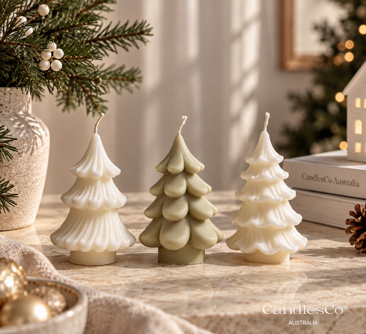 Draped Christmas Tree Candle – Handmade Soy Christmas Candle