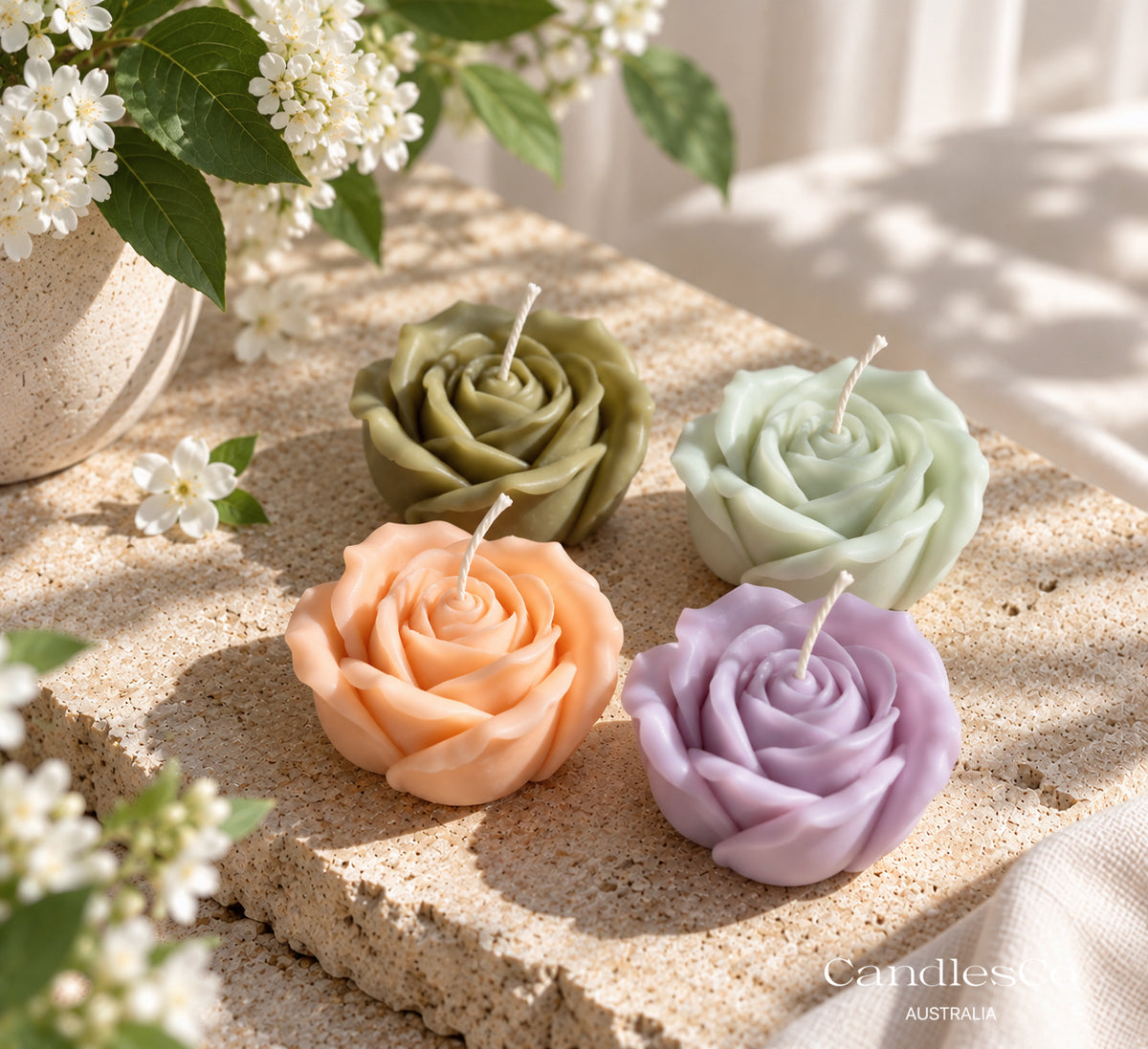 Rose Flower Candle – Handmade Sculptural Soy Wax Candle