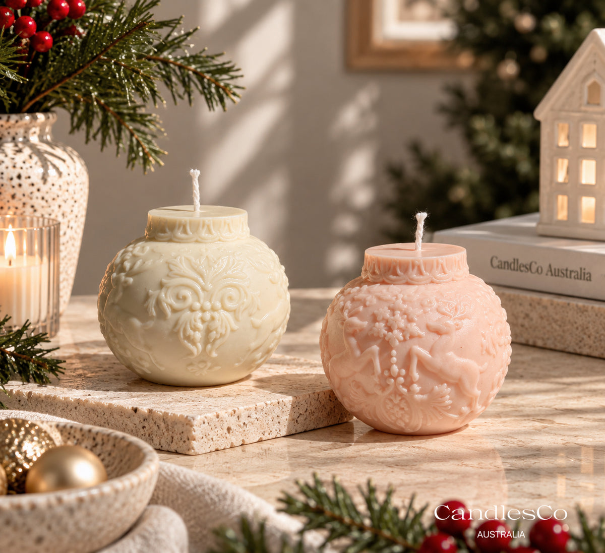 Christmas Reindeer Bauble Candle