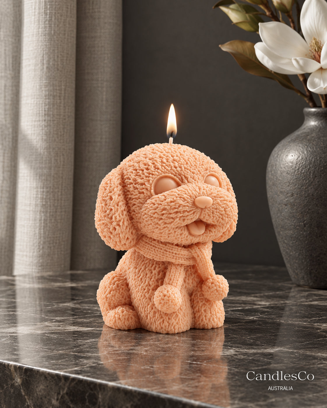 Cute Puppy Dog Candle – Handmade Unscented Soy Wax Candle