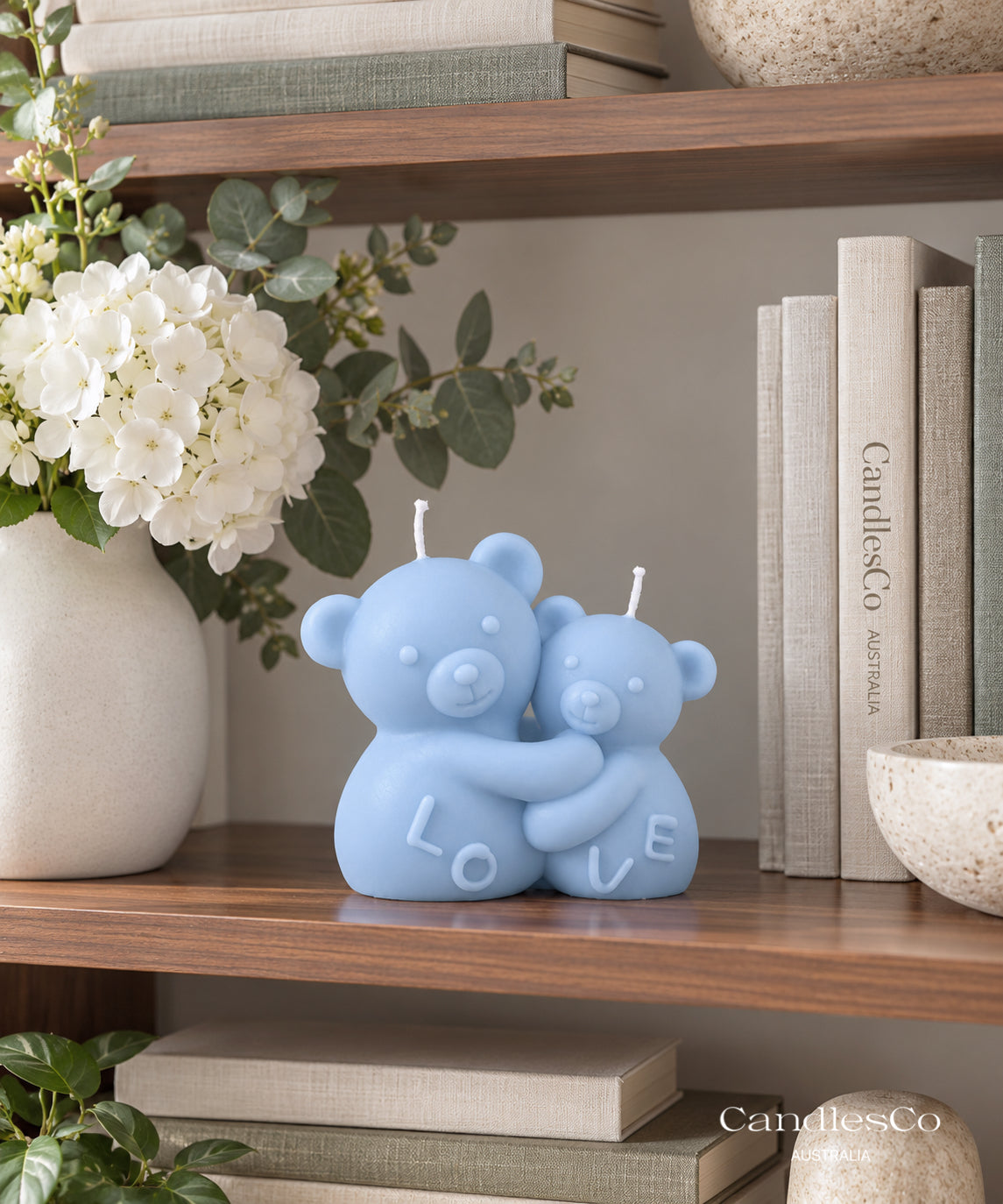 Hugging Teddy Bears Love Candle – Handmade Unscented Soy Candle | Cute Bear Couple, Valentine’s Day & Gift