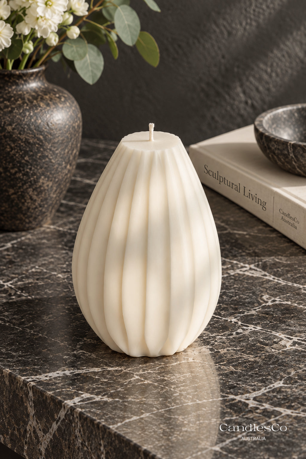 Fluted Teardrop Candle – Handmade Sculptural Soy Candle | Modern Home Décor