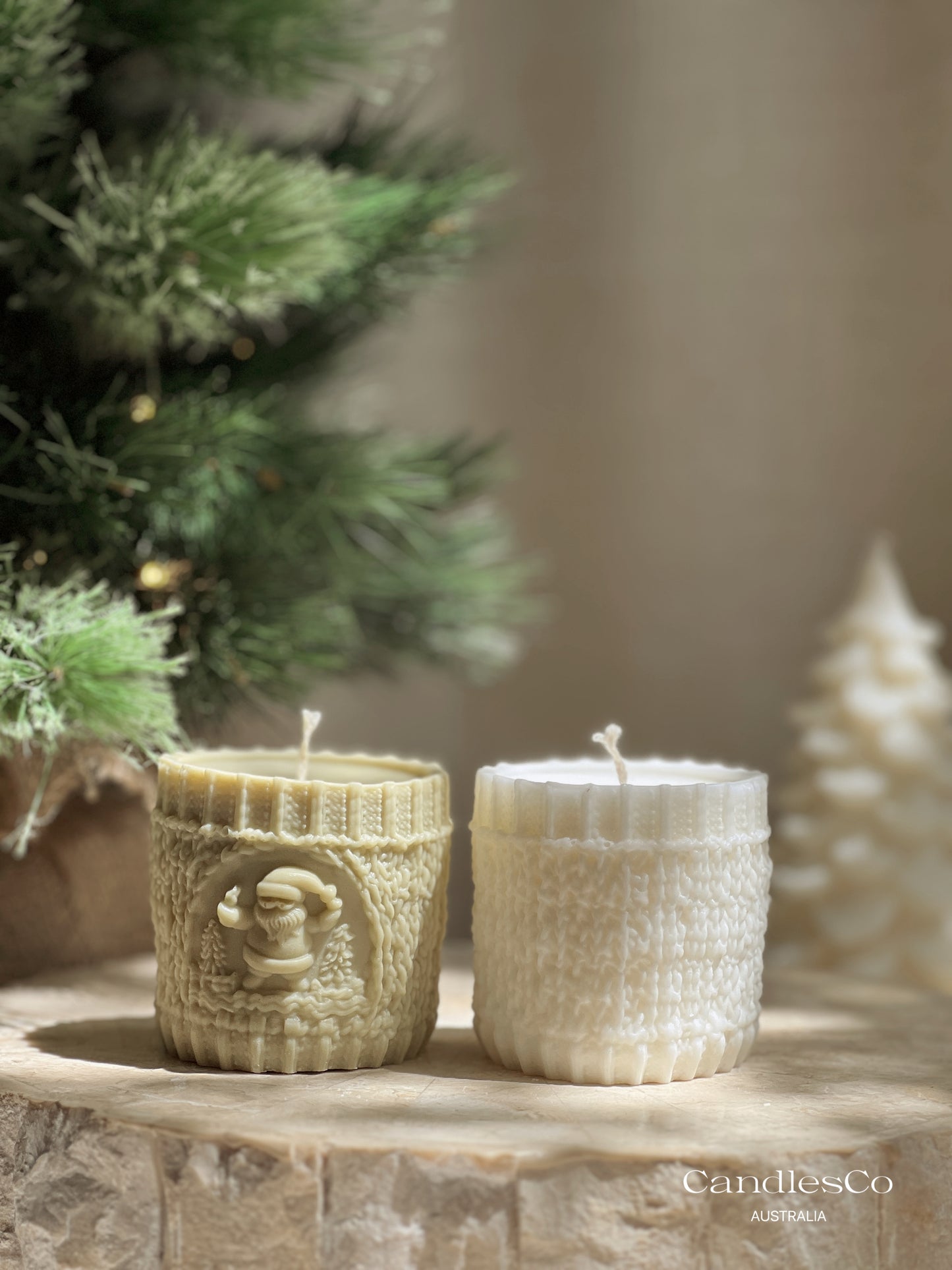 Christmas Knit Pillar Candle