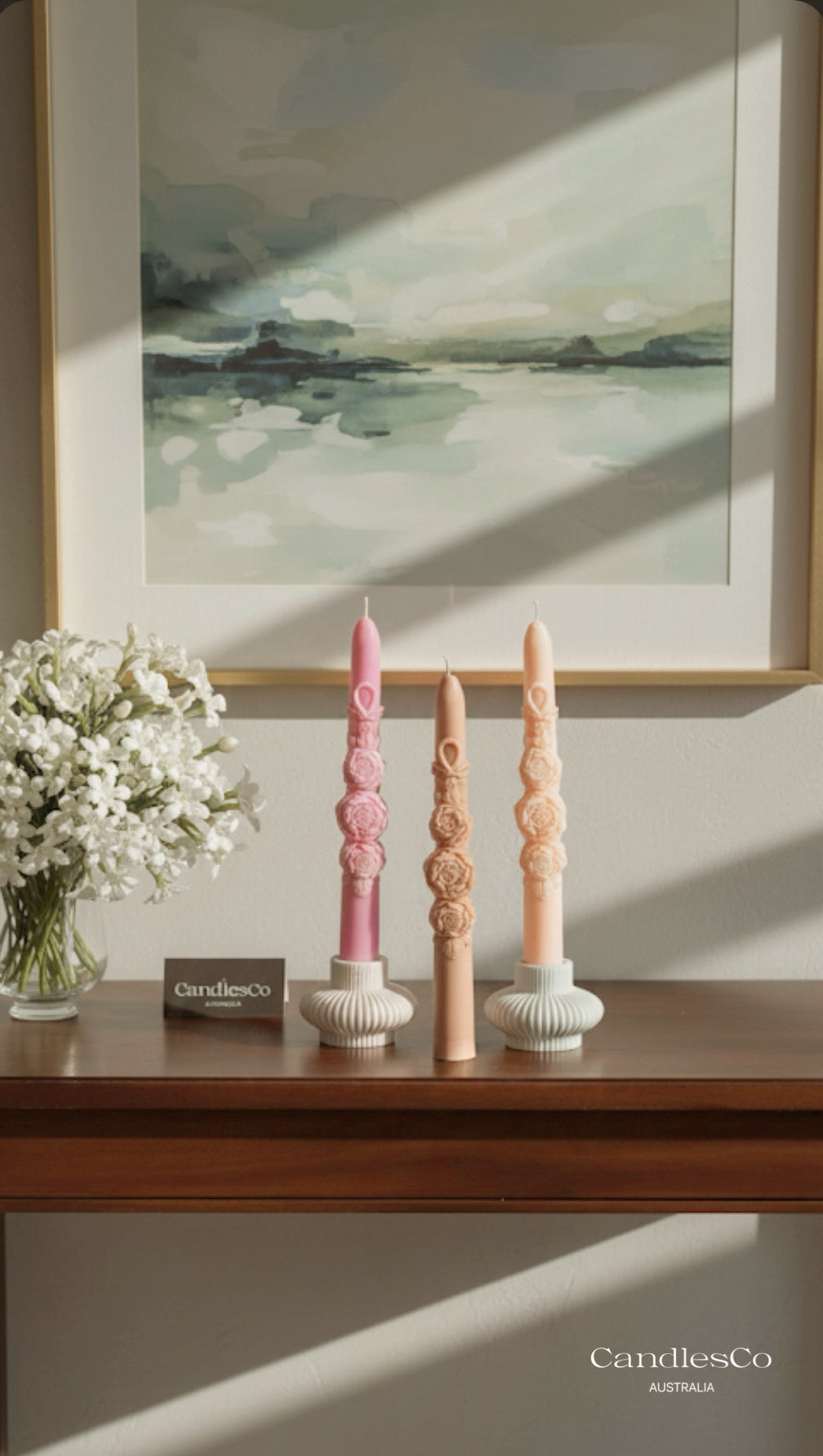 The Rose Taper | Intricate Floral Soy Candle