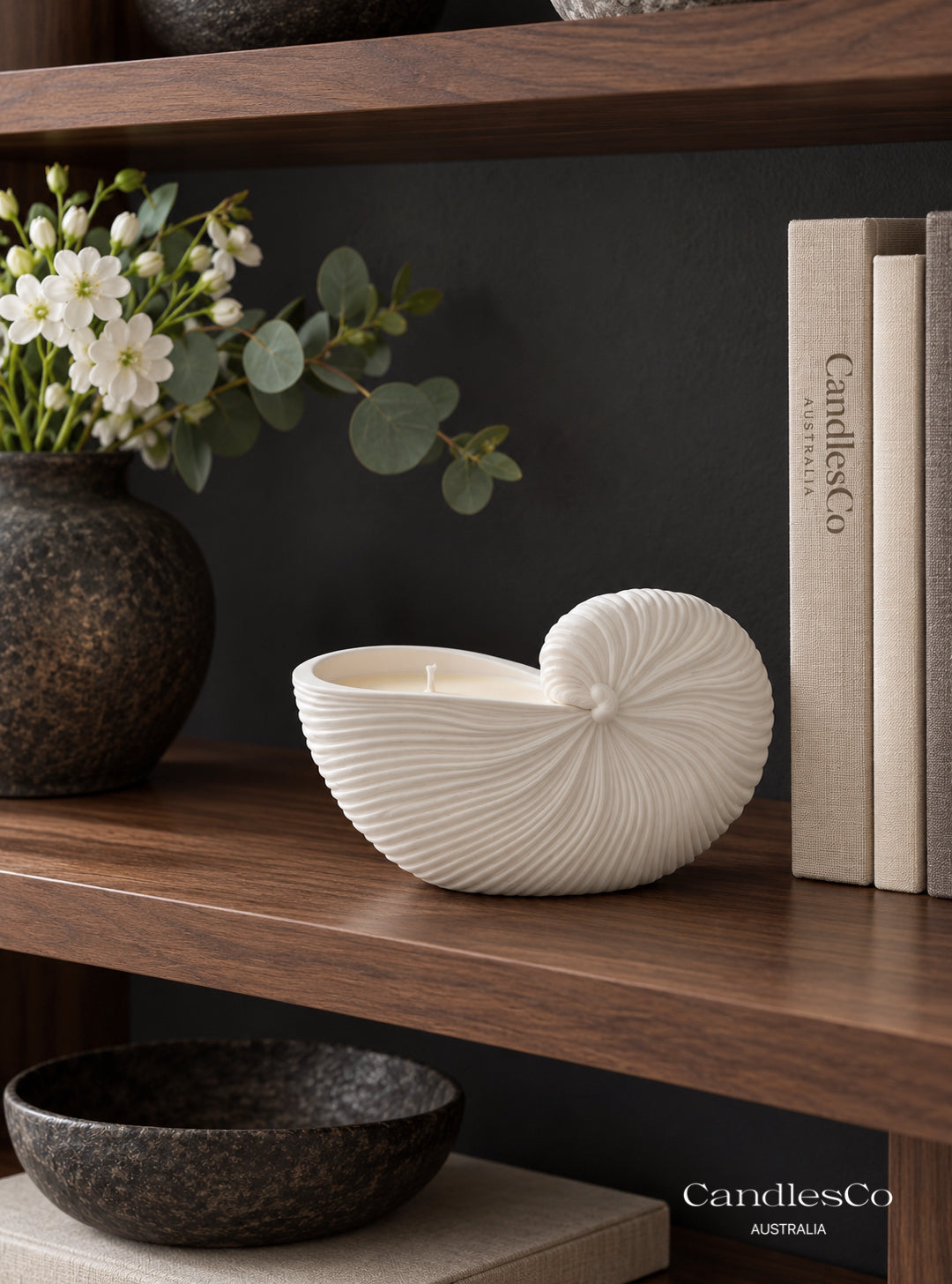 Nautilus Shell Candle Vessel – Handmade Scented Soy Candle | Coastal Seashell Home Décor
