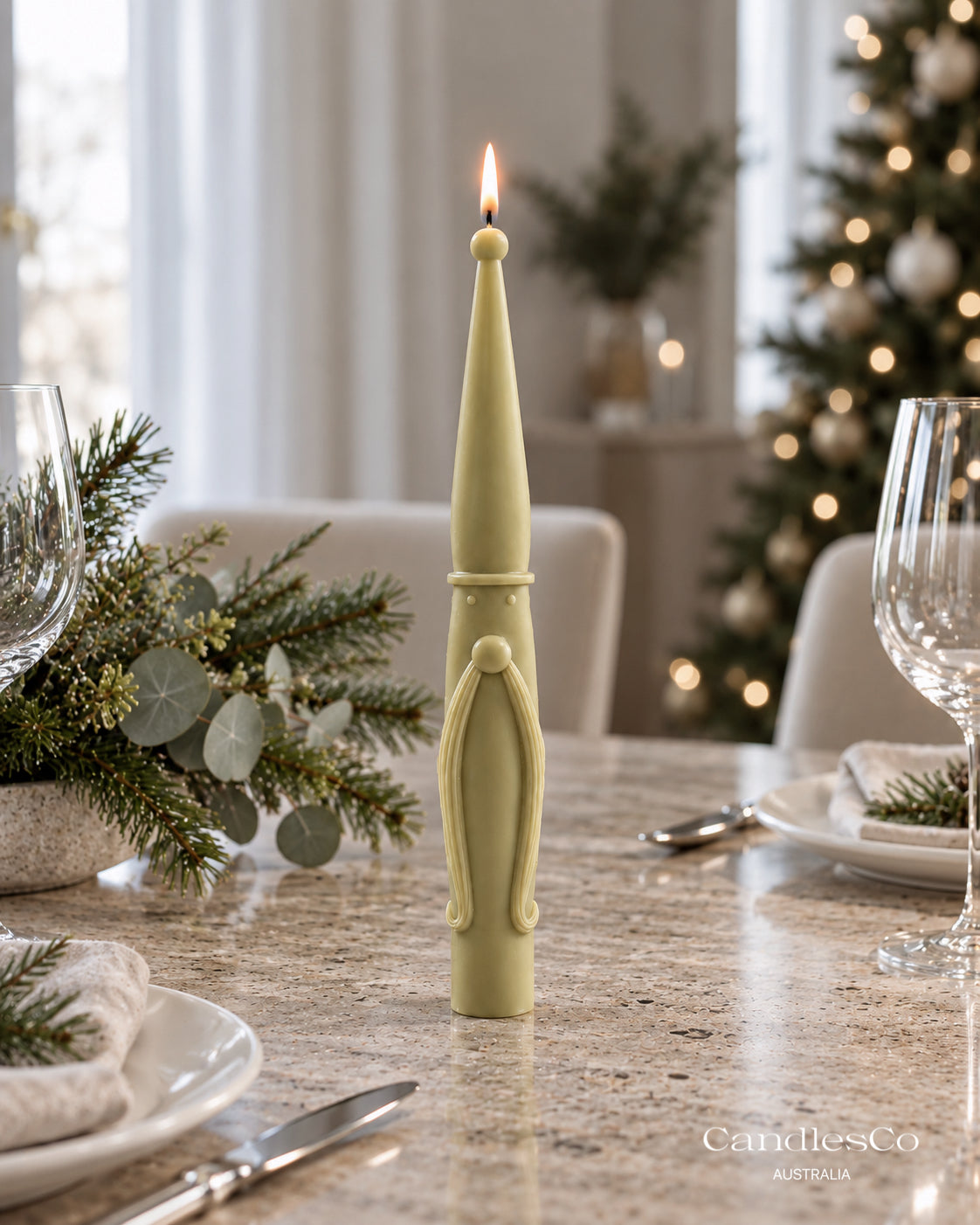 Christmas Gnome Taper Candle – Handmade Unscented Soy Wax Candle
