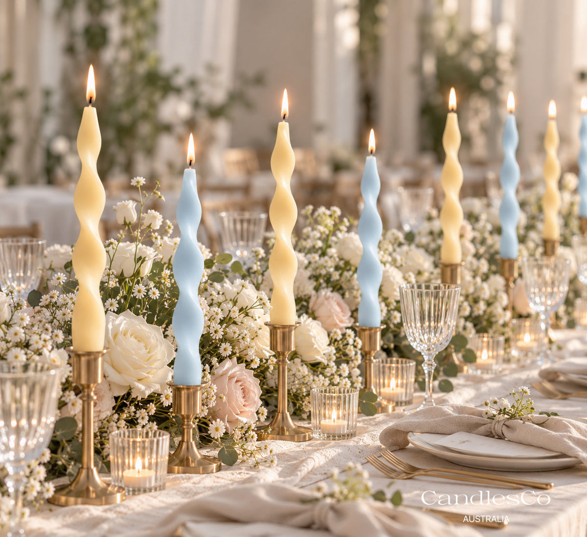 Wavy Taper Candles – Handmade Soy Wax Dinner Candles