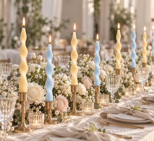 Wavy Taper Candles – Handmade Soy Wax Dinner Candles