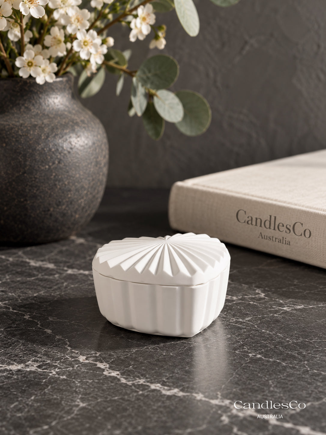 Ribbed Heart Trinket Box with Lid | Handmade Jewellery Keepsake Box