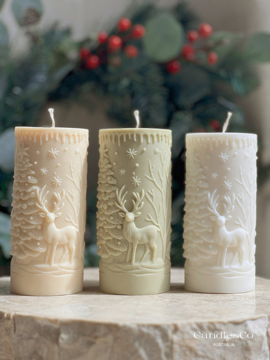 Reindeer Forest Pillar Candle