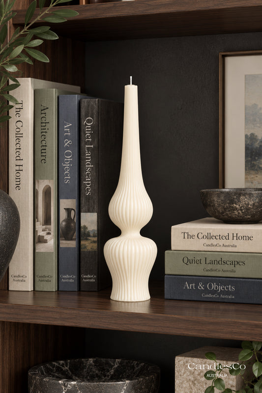 Fluted Sculptural Spire Candle – Handmade Architectural Soy Candle