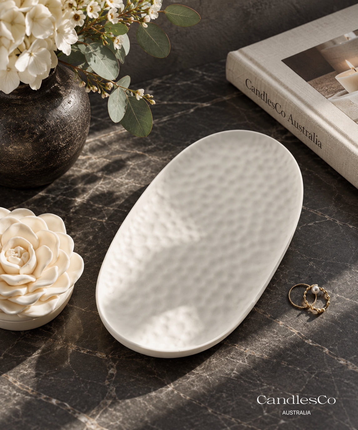 Textured Oval Trinket Tray | Handmade Jewellery & Vanity Tray