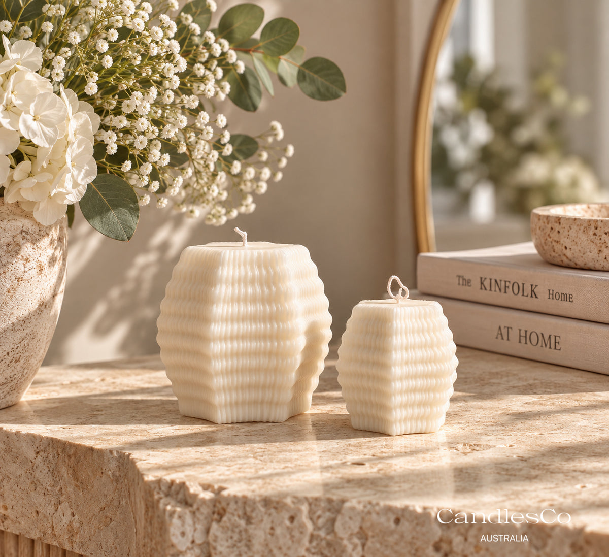 Wavy Ribbed Pillar Candle