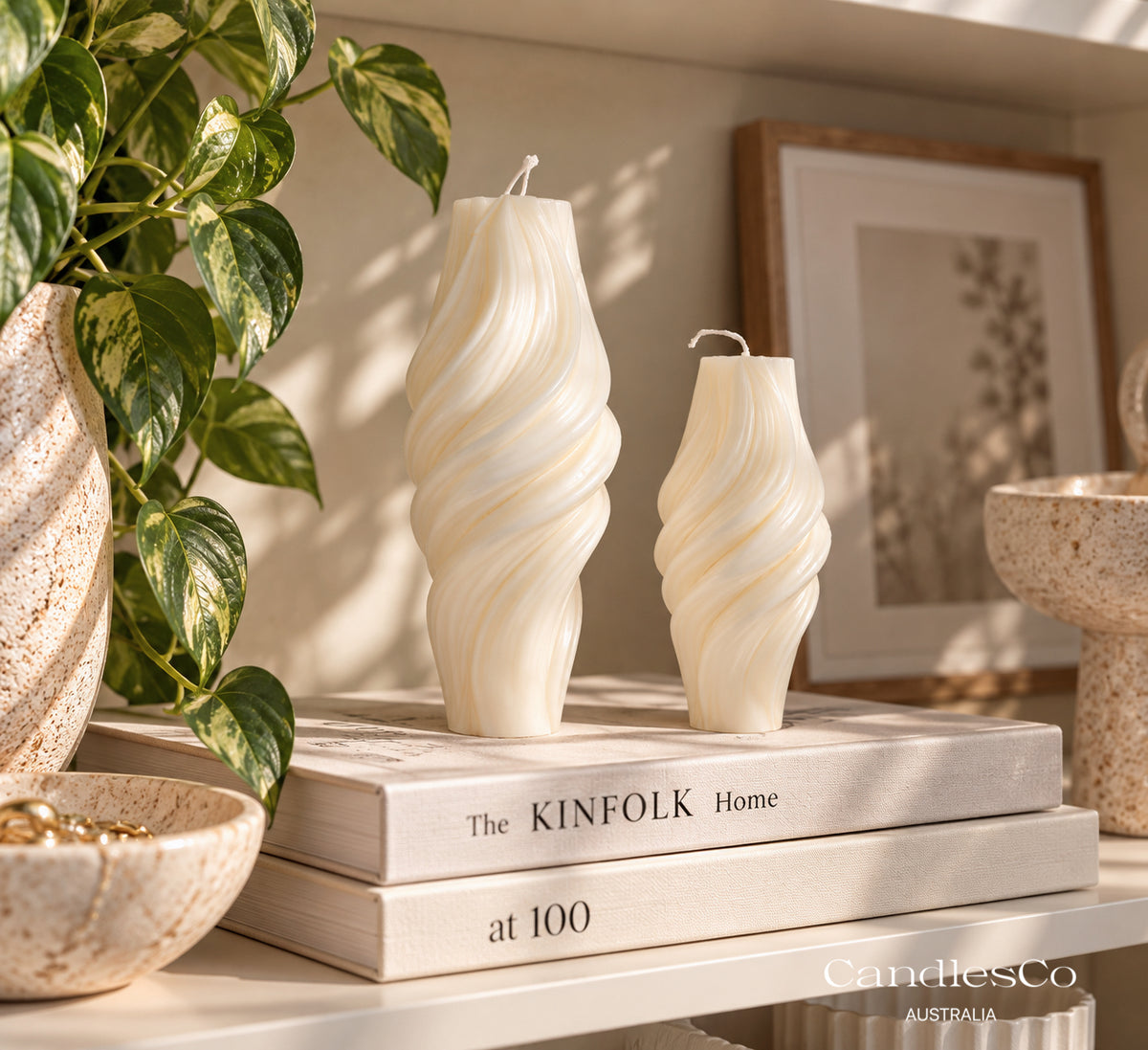 Sculpted Wave Pillar Candle