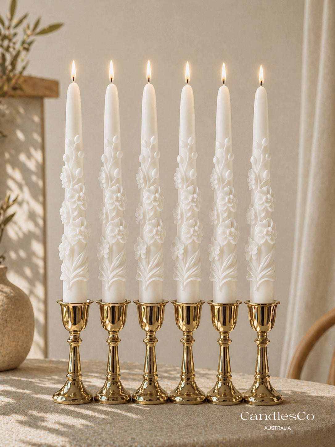 Floral Vine Taper Candle