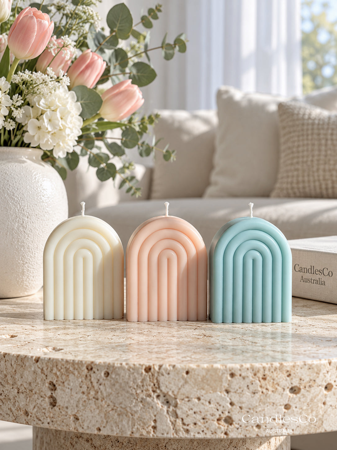 Small Rainbow Arch Candle – Handmade Mini Sculptural Soy Candle | Nursery & Home Décor