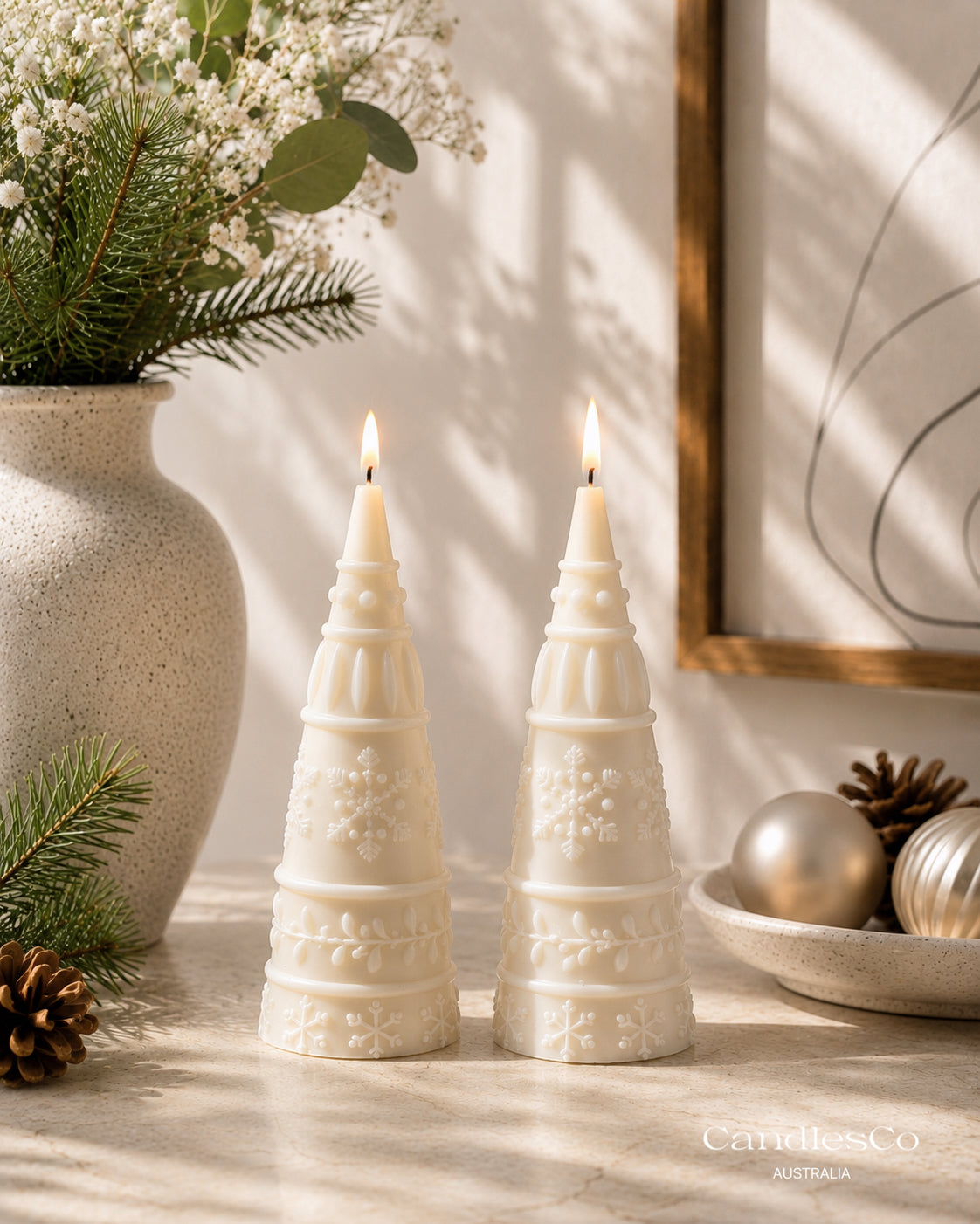 Snowflake Tower Tree Candle