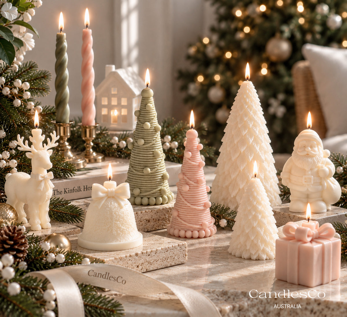 Festive Joy Bauble Tree Candle