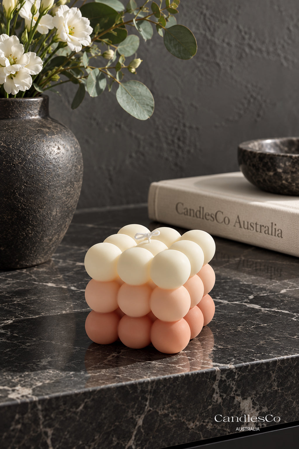 Colour Block Bubble Cube Candle – Handmade Two Tone & Three Tone Soy Candle | Modern Home Décor