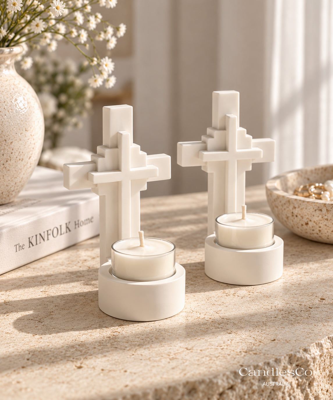 Cross Tealight Candle Holder | Christian Religious Candle Holder