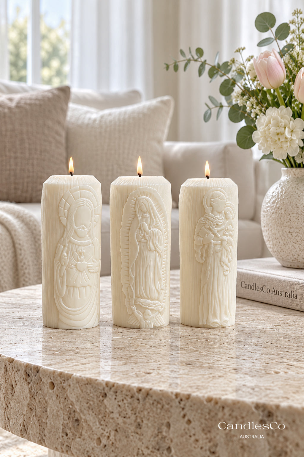 Catholic Religious Pillar Candle – Jesus, Virgin Mary & Saints Soy Candle