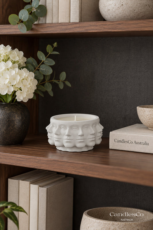 Abstract Face Candle Vessel – Handmade Scented Soy Candle | Modern Sculptural Home Décor