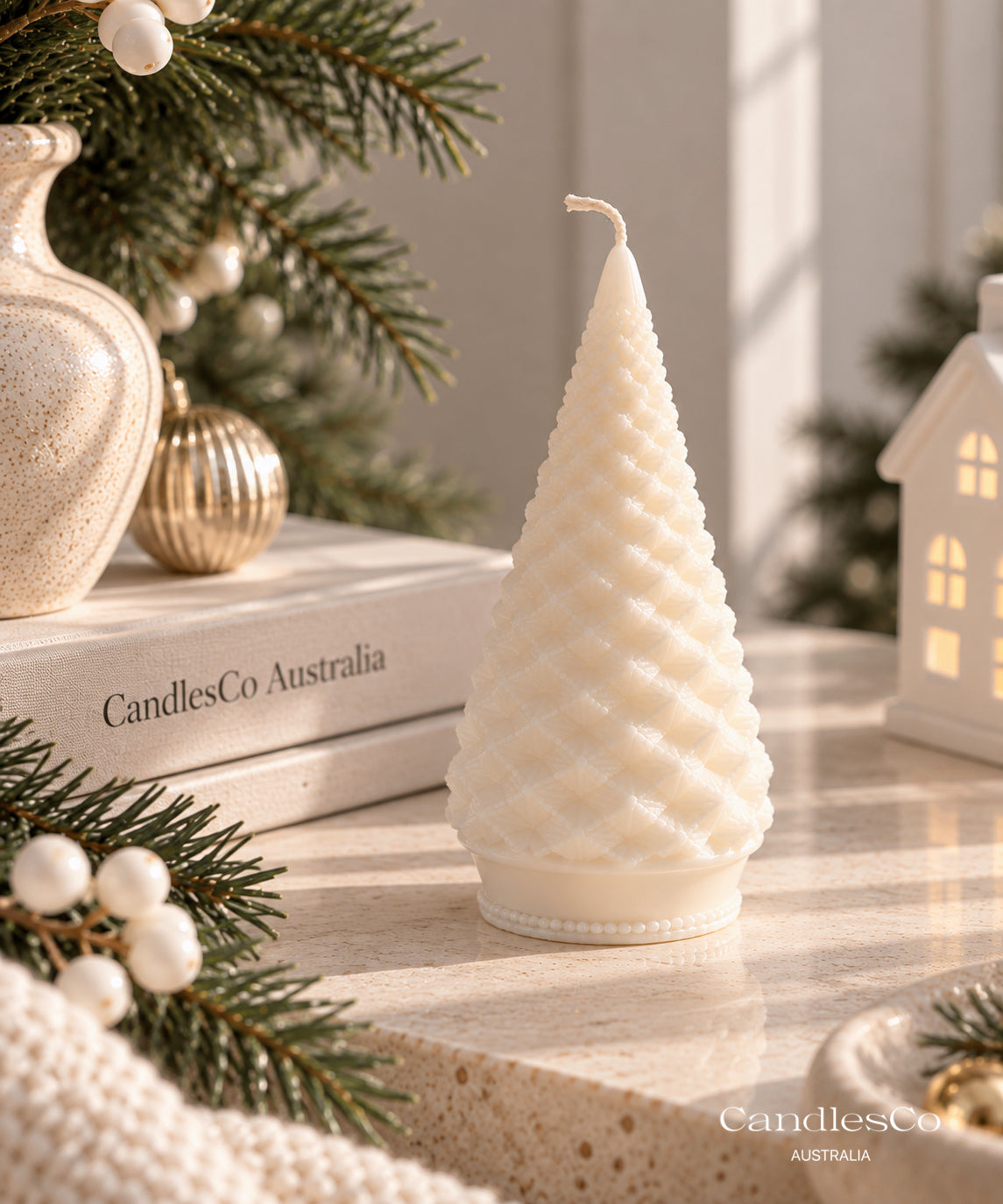 Woven Christmas Tree Candle – Handmade Soy Christmas Candle