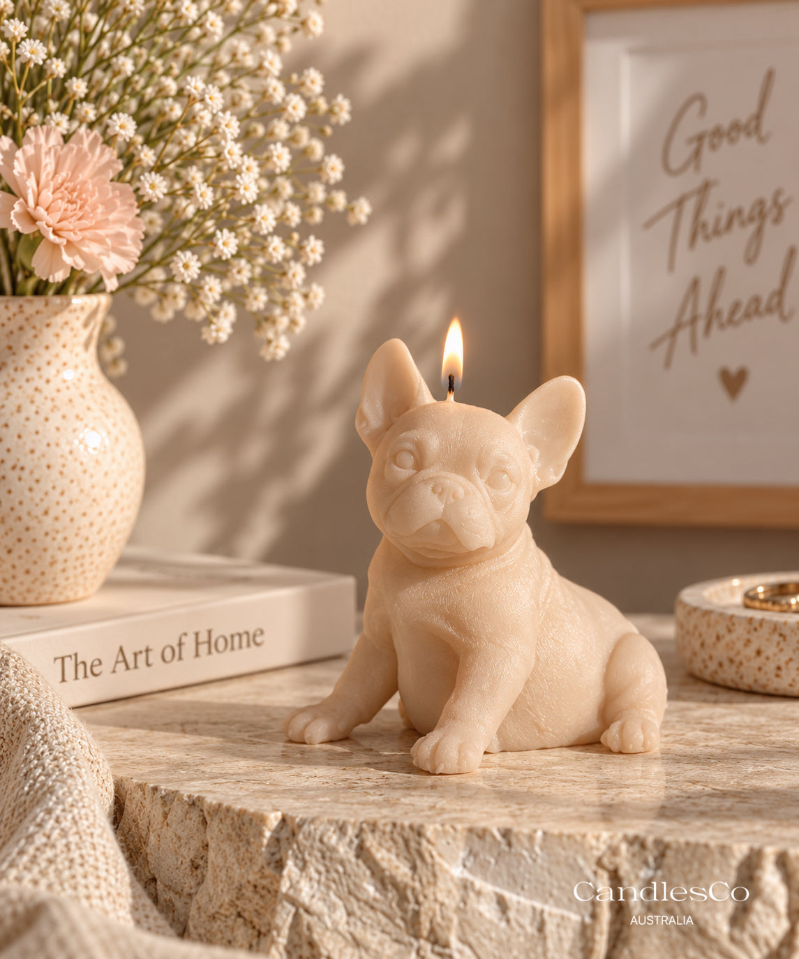 French Bulldog Puppy Candle – Handmade Unscented Soy Wax Dog Candle | Frenchie Lover Gift & Home Décor