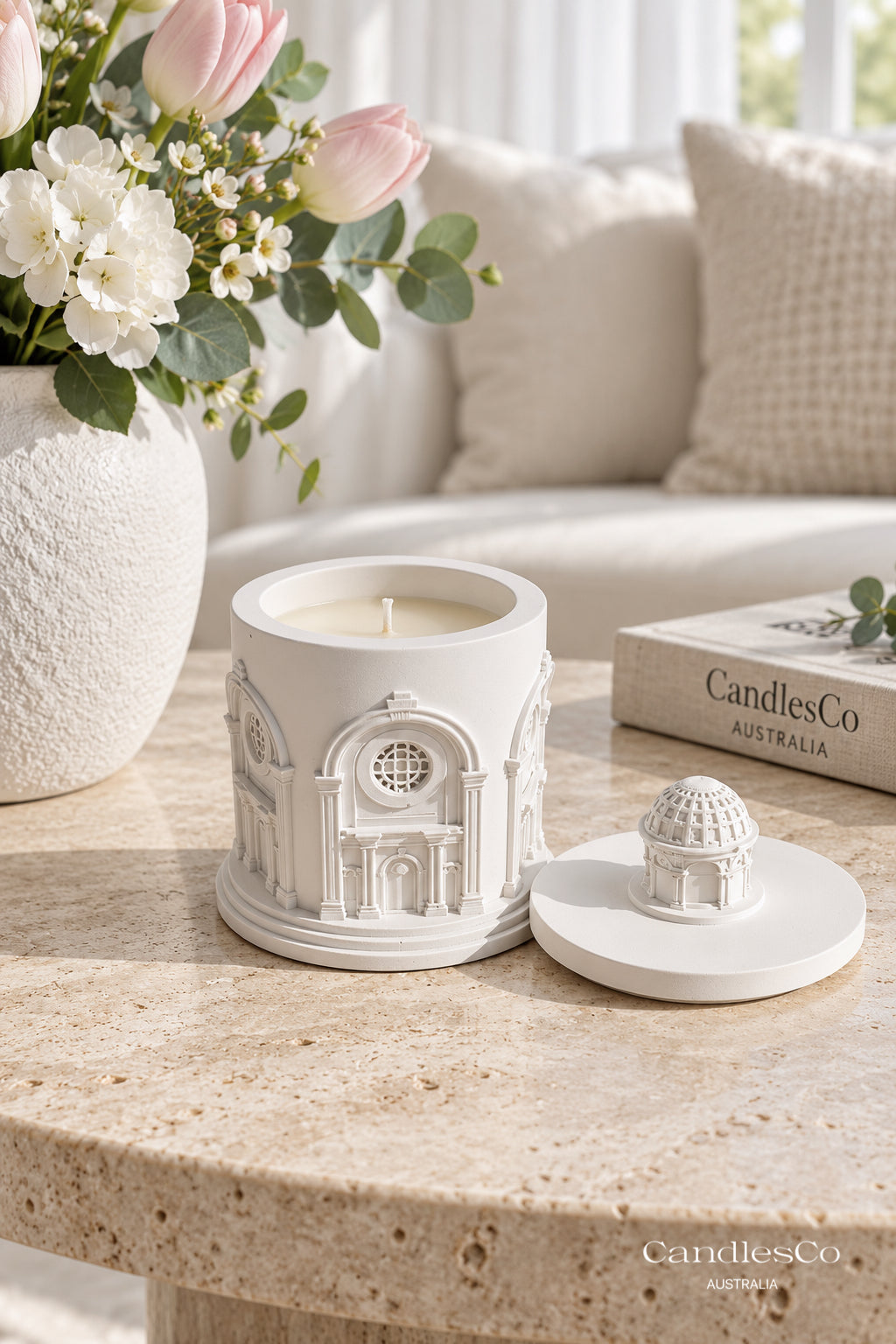 Architectural Cathedral Candle Vessel – Handmade Scented Soy Candle with Dome Lid | Luxury Home Décor