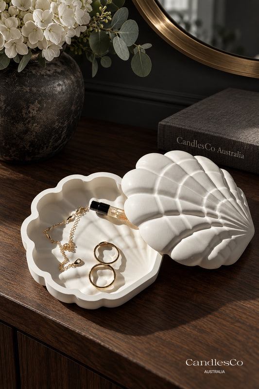 Scallop Shell Trinket Box with Lid | Handmade Jewellery Box