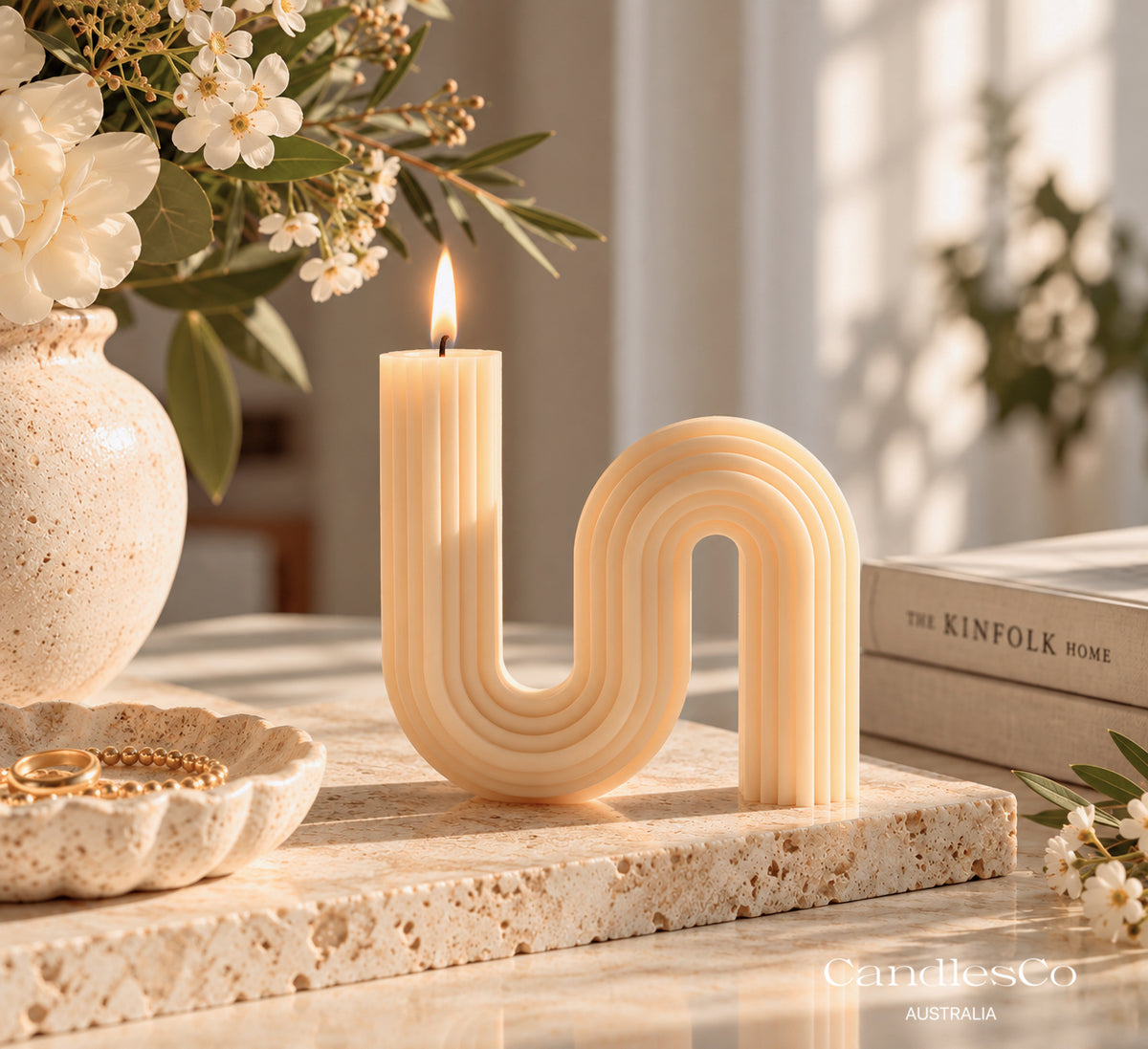 Wavy Rainbow Candle – Handmade Sculptural Soy Wax Statement Candle